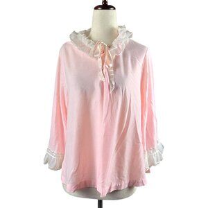 Gilead Pajama Shirt Women Large Pink Vintage Ruffles Balletcore Coquette Girly